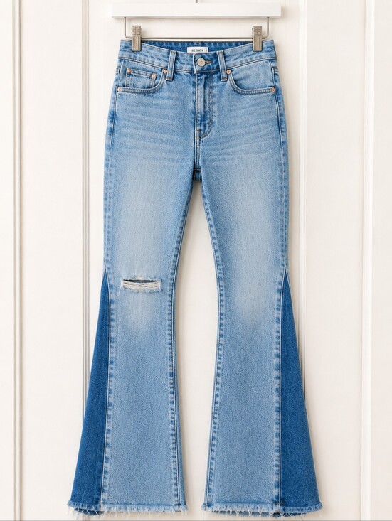 Hudson Jeans Denim - Hudson Faye Ultra High Rise Flare Petite Jeans 31 Light Wash Raw Hem NWT